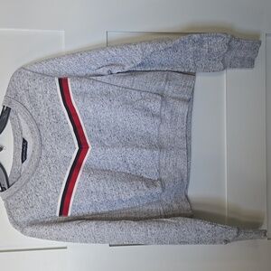 Abercrombie & Fitch Grey Sweatshirt with Chevron Stripe Red White Blue Womens S